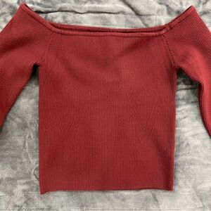 Forever 21 Burgundy Off-the-Shoulder Sweater